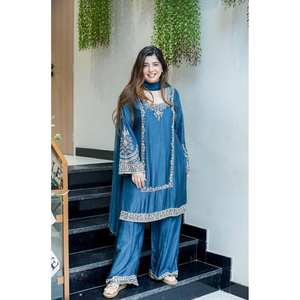 Conjunto de Top, Pantalón y Dupatta con Bordado de Diseño Artesanal, Silueta Recta y Cintura Natural - Product Image 6