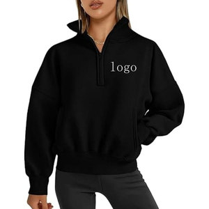 Sudadera Personalizada con Cierre de Cremallera, Ecológica, Transpirable, de Secado Rápido, de Poliéster/Algodón, con Hombros Caídos, para Mujer - Product Image 1