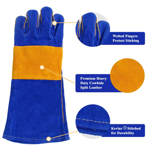Hot Sale 16 inches Safety Premium Quality Welding <b>Gloves</b> Heat-Resistant BBQ <b>Gloves</b> Cowhide Split Leather Working Welder <b>Gloves</b> - Product Image 2