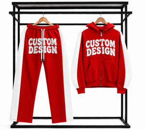 Hot Sale Acid Wash Winter for Tracksuit <b>Set</b> Zip Hoodie Jogger Pants Sportswear Style Panel Sleeve Casual Matching Apparel - Product Image 4