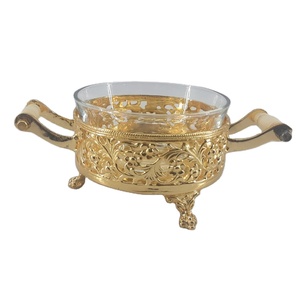 Bol de service en or poli 24 carats Design unique Décoration de maison et de table pour fruits secs Article cadeau en métal de qualité supérieure - Product Image 1