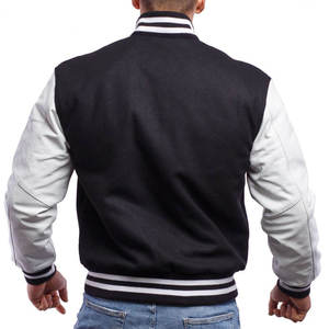 Chaqueta Varsity para Hombre Talla Grande, 100% Lana/Cuero, Ecológica, Resistente al Viento, Bordada, Corte Holgado, Informal de Invierno - Product Image 4