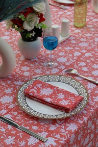 Indian Block Print Tablecloth Floral Cotton <b>Table</b> Cover Pink French Tablecloth Rectangle <b>Table</b> Cloth Dining <b>Table</b> <b>Decor</b> - Product Image 2