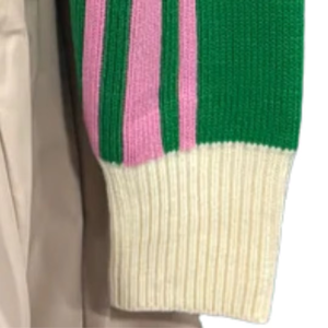Suéter de Punto Verde y Rosa para Mujer, Estilo Preppy, Manga Larga, Cuello Camisero, Bordado, Diseño Premium, 100% Acrílico - Product Image 4