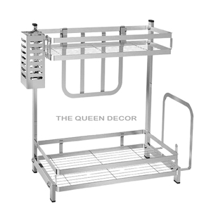 Best Selling Double Tier Iron Metal Wall Mounted <b>Storage</b> Shelve Black Finished with Glass <b>Spice</b> Rack for Office Industrial Use - Product Image 3