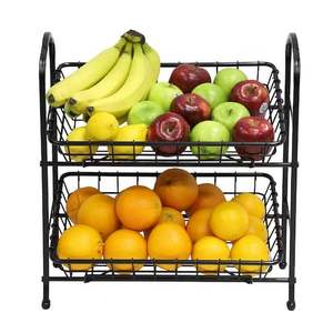 Panier à fruits en métal à 2 niveaux, grande taille, idéal pour conserver les fruits et légumes frais sur le comptoir - Vente chaude - Product Image 3
