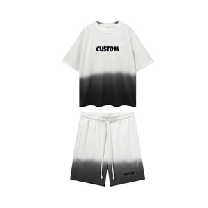 Conjunto de Camiseta y Pantalones Cortos Bordados para Hombre, Verano, Personalizado por el Fabricante, 100% Algodón, Estilo Deportivo Casual con Degradado - Product Image 2