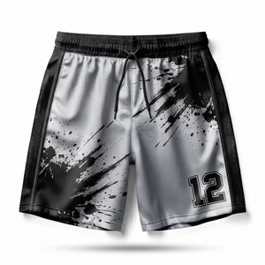 Pantalones Cortos Deportivos de Secado Rápido para Hombre, Blancos con Diseño de Puntos Negros, Cintura Media, Cordón Ajustable, Franja Lateral, Estampado por Sublimación, Tejido de Poliéster - Product Image 3