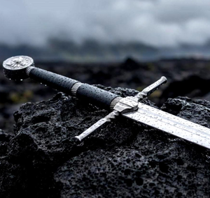 Réplique d'épée de Witcher |   Épée de cosplay Geralt de Rivia |   Épée Fantastique Antique en Acier Inoxydable Double Face Plaqué Argent |   Mur - Product Image 3