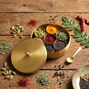 Trendy Metal Spice Organizer <b>Box</b> with Decorative Lid Kitchen Masala <b>Storage</b> Container for Herbs Seasoning Home - Product Image 2