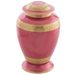 Urnes funéraires pour adultes en laiton fini marbre aqua/turquoise, durables, avec bandes décoratives dorées, pour cendres humaines. - Product Image 2