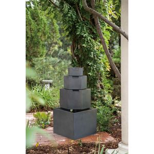 Fuente de Agua Exterior de 4 Niveles de Cemento Gris de 19.7x19.7x41.7 Pulgadas - Product Image 6