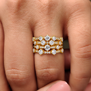 Round Cut Lab Grown Diamond <b>Ring</b> 14K 18K Solid Gold Multi Row <b>Stack</b> <b>Ring</b> 1.80 CTW DEF VVS Fine Jewelry Wedding <b>Ring</b> Wholesale - Product Image 2