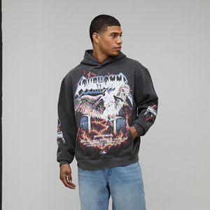 Sweat-shirt à capuche personnalisé pour homme OEM DTF, imprimé avec un motif graphique, streetwear décontracté à manches longues pour homme - Product Image 4