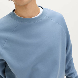 เสื้อสเวตเชิ้ตคอกลมแขนราแกลนสีฟ้าอ่อนแบบยูนิเซ็กซ์ ทรงโอเวอร์ไซส์ สวมใส่สบายๆ สำหรับฤดูใบไม้ร่วง ผลิตจากผ้าฝ้าย 100% แบบเฟรนช์เทอร์รี่ถัก - Product Image 6