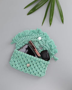 Macrame กระเป๋าทรงถังสำหรับผู้หญิงกระเป๋าสะพายไหล่ชายหาดงานแฮนด์เมดกระเป๋าถือแบบสะพายข้าง - Product Image 5