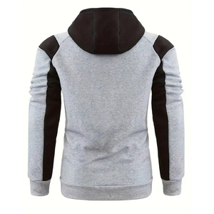 Sweat à capuche zippé intégral en polaire 370 GSM pour homme, color block, avec logo personnalisé, streetwear d'hiver, veste à capuche en coton, vente en gros OEM - Product Image 2