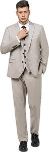 Traje de 3 Piezas para Hombre, Corte Slim, Antiarrugas, Blazer, Chaleco y Pantalones, para Negocios, Bodas y Eventos Formales - Product Image 3
