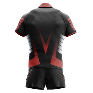Custom OEM Rugby Uniforms 100% Polyester Breathable Lightweight Moisture Wicking Short Sleeve Printed Flag Rugby Apparel - Product Image 4