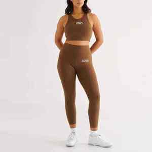 Custom Logo 2 Piece <b>Women's</b> Workout Clothes Tracksuit Sports Bra and Sweatpants Suit Unisex Gym Clothing Athletic Yoga Sets - Product Image 1