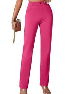 Pantalon élégant pour femme, coupe droite, longueur cheville, avec poches, bordeaux, taille haute, extensible, mélange viscose, été, antistatique, Bangladesh - Product Image 2