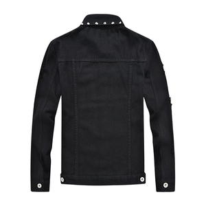 Chaqueta de Mezclilla para Hombre, 100% Algodón, Secado Rápido, Transpirable, Resistente al Viento, Estilo Urbano, Decorada con Remaches, Estilo Punk, Corte Ajustado - Product Image 2