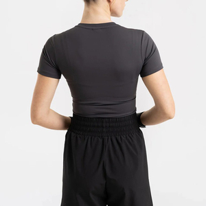 Nueva Llegada, Camiseta Deportiva de Manga Corta para Mujer, de Secado Rápido, Ajustada, Tejido Sólido, Absorbe el Sudor, Ligera y Transpirable, Venta al Por Mayor - Product Image 4