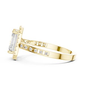 Anillo de Compromiso de Oro Rosa con Diamantes Cultivados en Laboratorio con Corte Esmeralda para Mujer, Certificado IGI, Engaste Pavé, Estilo Geométrico Clásico, Aniversario - Product Image 4