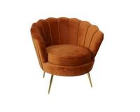 Fauteuil d'appoint rond capitonné en velours de luxe, chaise individuelle moderne avec pieds en bois et accoudoir unique pour salon