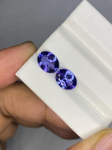 คู่พลอยแทนซาไนต์สีน้ำเงิน 3.60 กะรัต รูปไข่เจียระไนแบบเหลี่ยม ขนาด 7x9 มม. พลอยธรรมชาติสำหรับทำเครื่องประดับ - Product Image 5