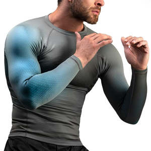 T-shirt Rashguard Homme Col Montant Musculation Surf Polyester/Coton Séchage Rapide Fitness Gym Course Personnalisable Logo Couleur 100% Haute Qualité - Product Image 3