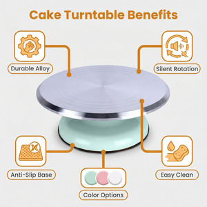 Metal Rotating <b>Cake</b> <b>Stand</b> Revolving Decorating <b>Stand</b> Smooth <b>Spin</b> Platform For Baking Pastry Display Kitchenware And Decoration - Product Image 6