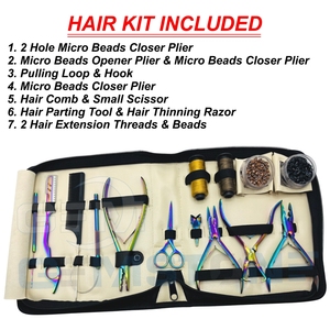 Kit Profesional de Herramientas para Extensiones de Cabello con Alicates de Microperlas, Herramienta de Bucle, Gancho de Extracción, Peine, Tijeras, Hilos y Perlas para Cabello - Product Image 2