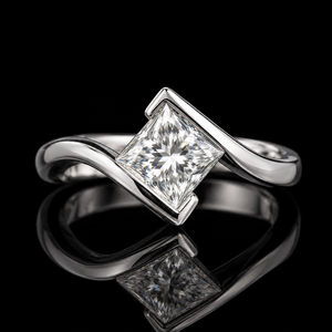 Bague de fiançailles solitaire demi-sertie taille princesse 4,50 carats certifiée IGI VVS2, or blanc 14K, cultivée en laboratoire, cadeau de mariage tendance - Product Image 1