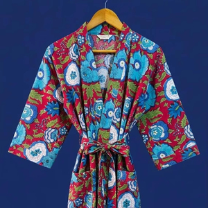 Kimono unisexe en coton pour l'été et le printemps, longue robe de bain pour femme, style plage, tenue décontractée, kimono long imprimé en coton - Product Image 1
