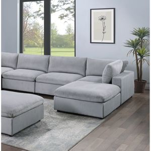 Dark Gray 8pc Modular Sectional <b>Set</b> Corduroy Upholstery Living Room Couch with 3x Corner <b>Wedges</b> 3x Armless Chairs 2x Ottomans F - Product Image 5