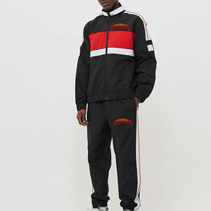 Ensemble de survêtement 2 pièces coupe-vent imprimé, coupe décontractée, mi-lourd, avec panneaux cousus, à capuche, style streetwear, idéal pour l'hiver – Vente chaude - Product Image 1