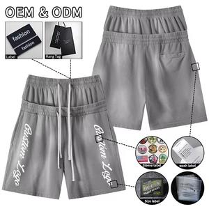 Shorts d'été pour hommes en molleton 100% coton, style Y2K streetwear, coupe oversize, double taille, haute qualité, personnalisables - Product Image 1