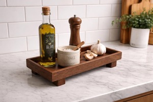 Bandeja de Almacenamiento de Madera, Diseño Minimalista Rectangular, de Una Sola Capa, Acabado Pulido, para Mesa, Organización, Cocina - Product Image 5