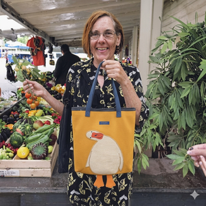 Dier Custom Cartoon Duck Print Cotton <b>Canvas</b> Extra Large School Shoulder <b>Shopper</b> Tote Bag with Cute Feet - Product Image 4