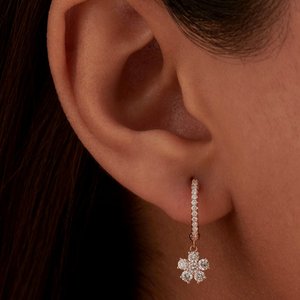 Boucles d'oreilles pendantes ZAWO HOUSE VVS1 en diamant, motif fleur, plaquées or, certifiées de laboratoire, pour bijoux de mariage certifiés - Product Image 1
