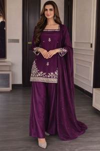 Traje Sharara Negro de Lujo con Bordado, Salwar Kameez Pakistaní de Diseñador para Mujer, Ropa Casual para Fiestas, Traje Étnico para Boda con Dupatta - Product Image 3