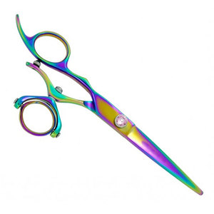 Ciseaux de coiffure professionnels multicolores pour droitiers, à lame pivotante et pointe affûtée, manche moyen, sans dents, qualité supérieure, fabrication allemande - Product Image 5