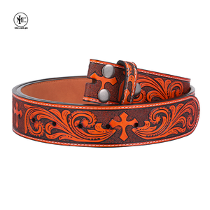 <b>Vintage</b> Embroidered Cow Hide Formal Solid Pattern Silver Buckle Braided Eco-Friendly Heavy Duty Durable Design <b>Belt</b> - Product Image 4