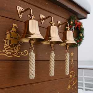 Cloche maritime vintage en laiton tressé Hs Husnain Crafts avec cordelette pour usage intérieur/extérieur, décoration de Noël - Product Image 6