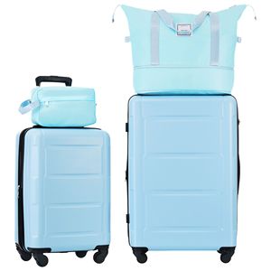 Set di bagagli in ABS leggeri in 2 pezzi con ruote Spinner espansibili con lucchetto da 20 pollici + valigia da 24 pollici con ruote - Product Image 1