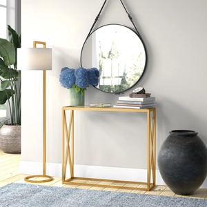 Mesa Auxiliar Minimalista para Pasillo con Detalles Dorados, Organizador Rectangular para Sala de Estar, Decoración Contemporánea - Product Image 3