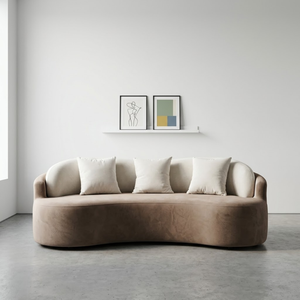 Canapé d'hôtel - Siège droit, dossier incurvé en velours avec coussins de dossier amovibles et coussins en peluche douce - Product Image 1
