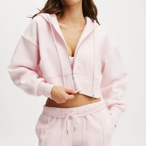 Fabricante de Sudaderas Cortas con Cremallera y Logotipo Personalizado para Mujer 2026 - Product Image 1