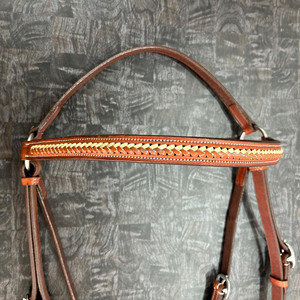 Brida de caballo australiana de alta calidad, cuero de vaca de grano completo con herrajes de acero inoxidable, estilo trenzado de cuero crudo - Product Image 3